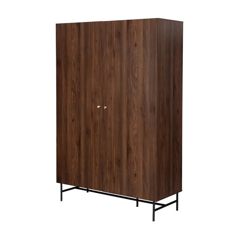 Armoire 2 portes LODGE en bois et métal - Décor Noyer - L126 x P50 x H190
