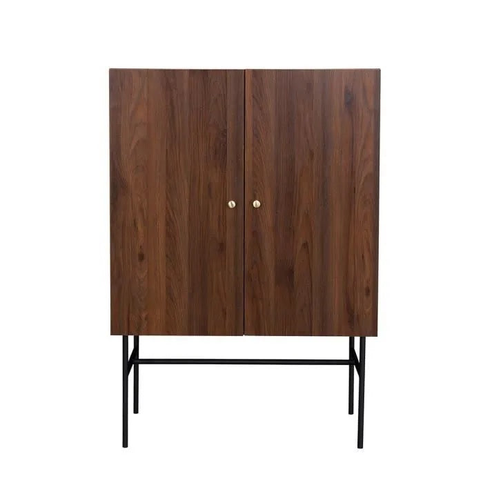 Buffet haut 2 portes 1 tiroir - Bois et métal - LODGE - L 90 x P 39,5 x H 130