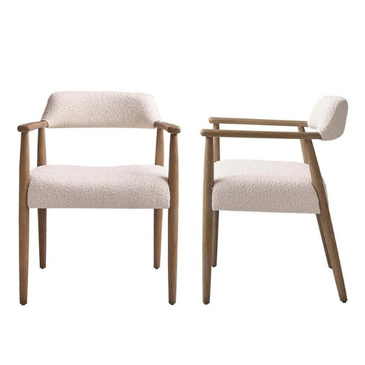 1 chaise en tissu texturé et chêne massif - Gris chiné