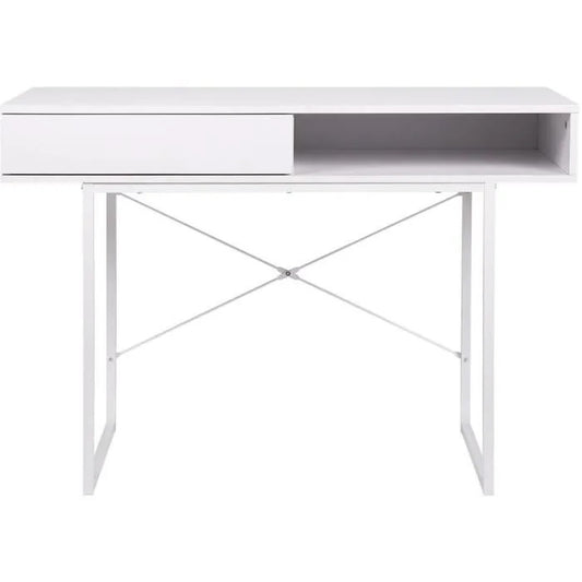 NEUF - Bureau SACHA - Mélaminé - Blanc - 1 Tiroir - L 110 x P 50 x H 77 cm
