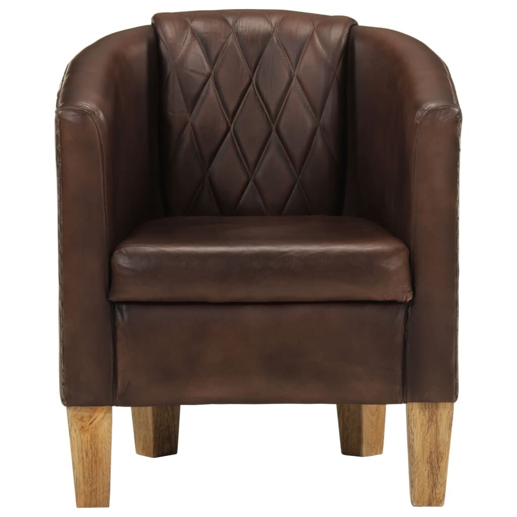 vidaXL Fauteuil Marron foncé Cuir véritable