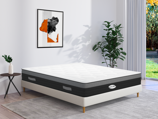 NEUF - Matelas 160 x 200 cm hybride ressorts ensachés 7 zones et mémoire de forme ép.25cm - AMARANTE de NATUREA