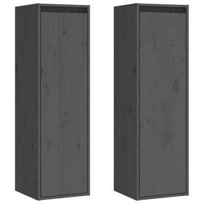 vidaXL Armoires murales 2 pcs Gris 30x30x100 cm Bois de pin massif