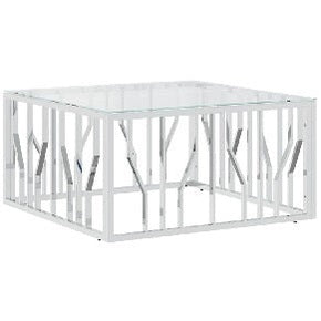 vidaXL Table basse 80x80x40 cm acier inoxydable et verre