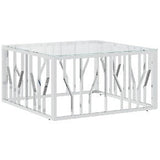 vidaXL Table basse 80x80x40 cm acier inoxydable et verre