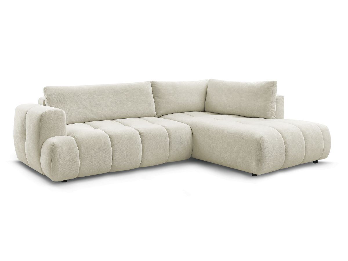 Canapé d'angle L convertible FUJI tissu bouclette - Longueur 275cm