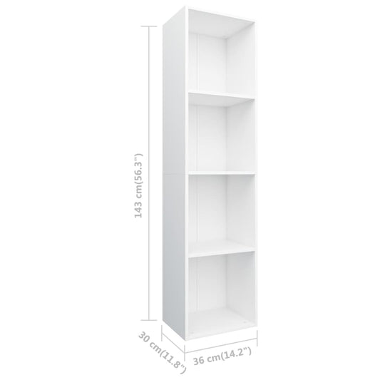 vidaXL Bibliothèque/Meuble TV Blanc 36x30x143 cm Bois d'ingénierie