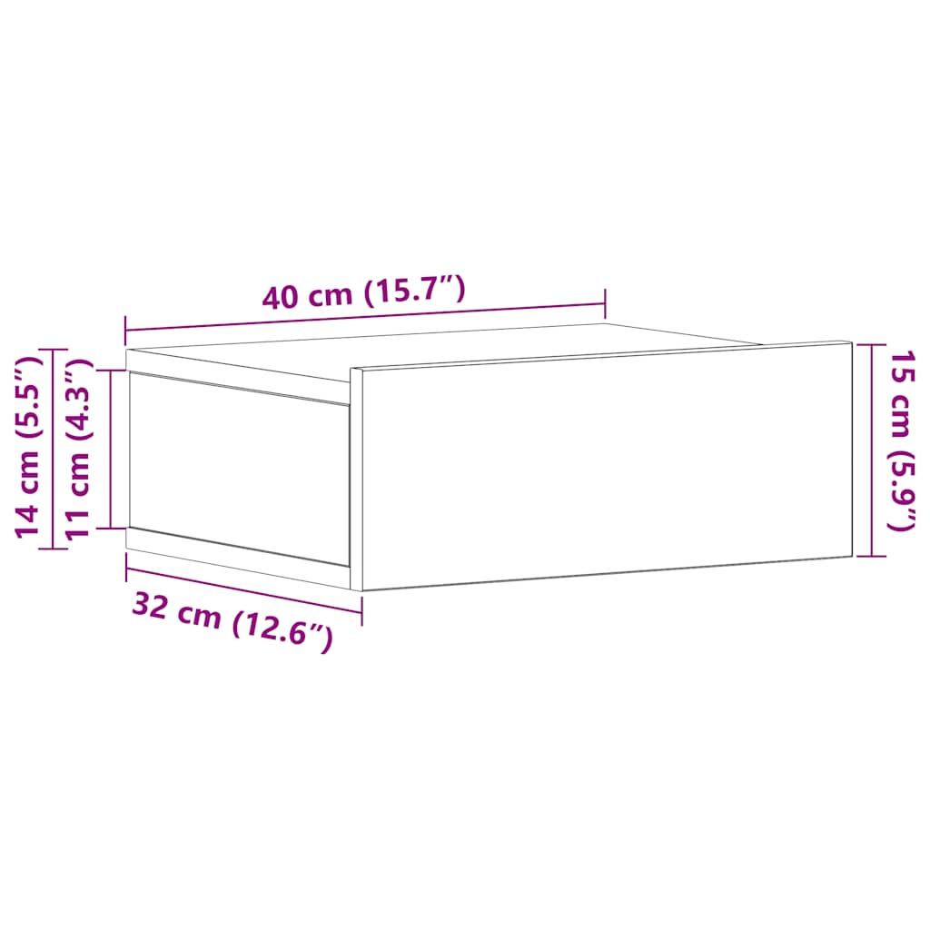 Tables de chevet flottantes 2 pcs Blanc bois d’ingénierie - vidaXL