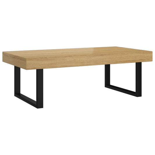 Table basse Marron clair et noir 120x60x40 cm MDF et fer - vidaXL