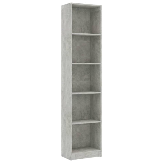 vidaXL Bibliothèque à 5 niveaux Gris béton 40x24x175cm Bois ingénierie