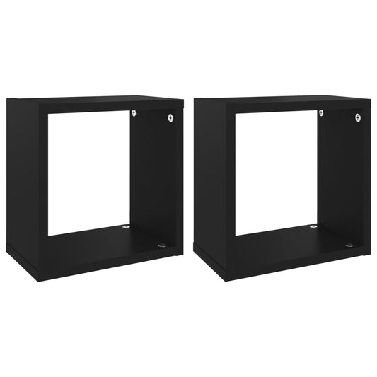 vidaXL Étagères cube murales 2 pcs Noir (22 x 15 x 22 cm)