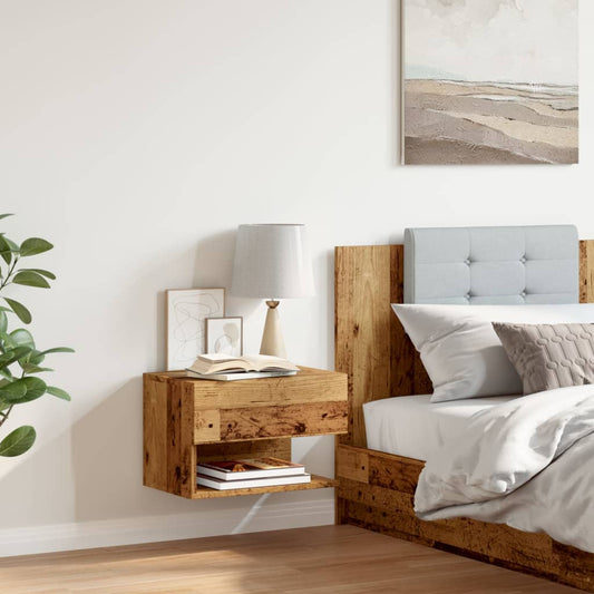 vidaXL Table de chevet murale vieux bois