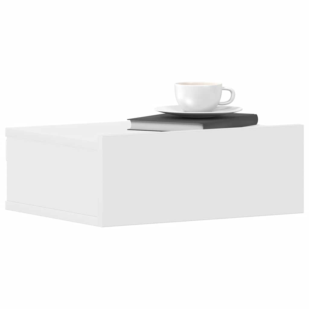 Tables de chevet flottantes 2 pcs Blanc bois d’ingénierie - vidaXL