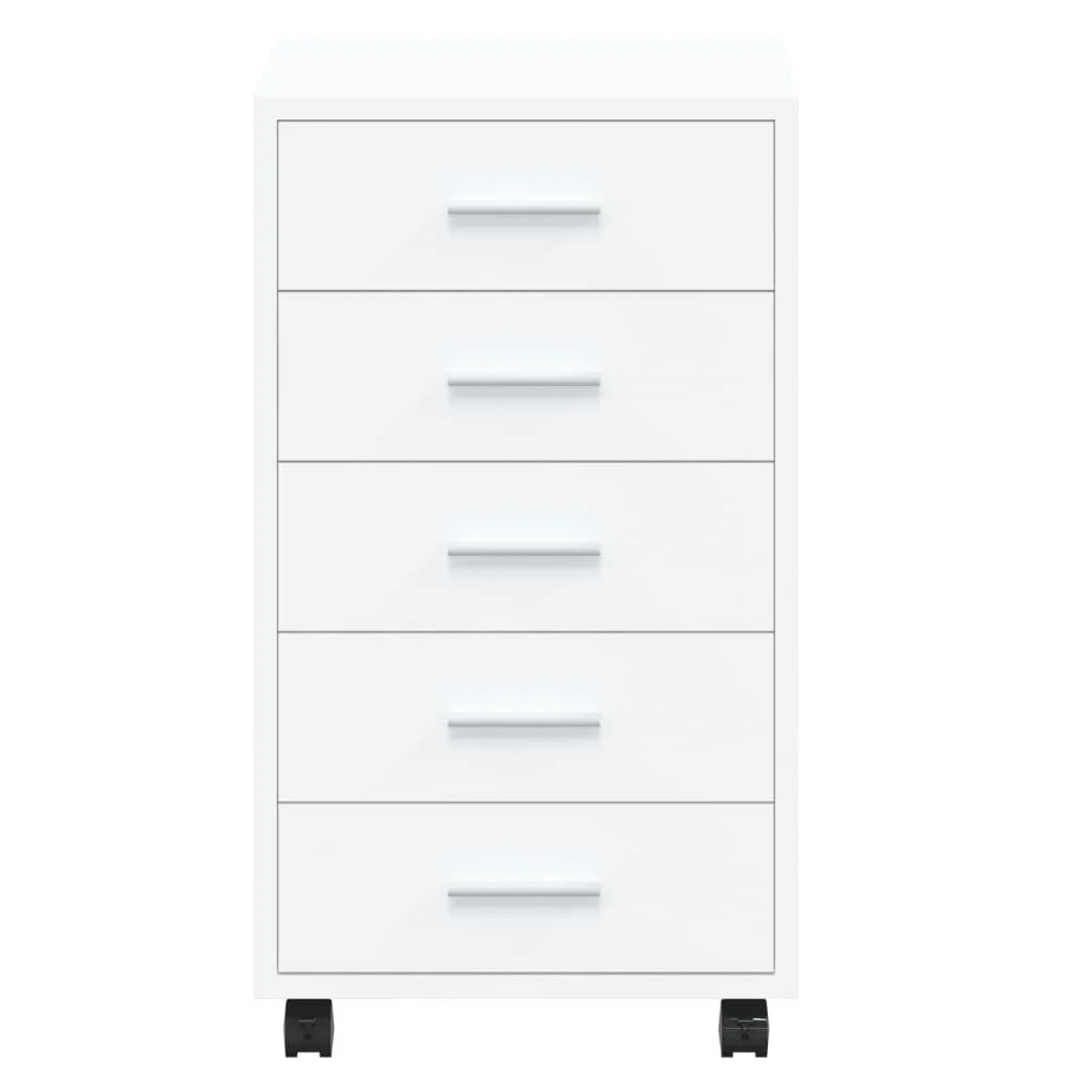 Armoire à tiroirs avec roulettes Blanc brillant Bois ingénierie - vidaXL