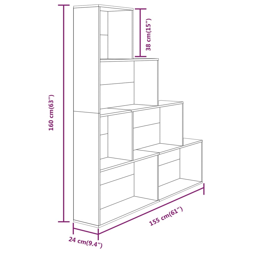Armoire à livres Sonoma gris 155x24x160 cm - vidaXL
