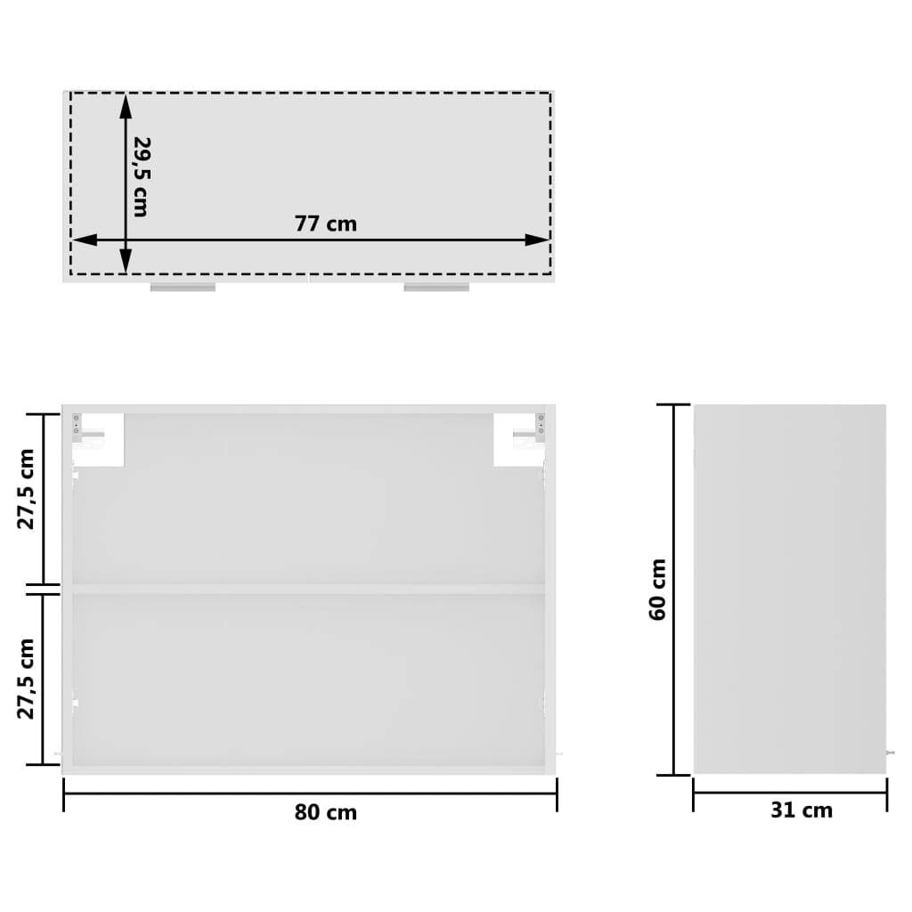 vidaXL Vitrine suspendue "Lyon" Blanc 80 x 31 x 60 cm Bois d'ingénierie