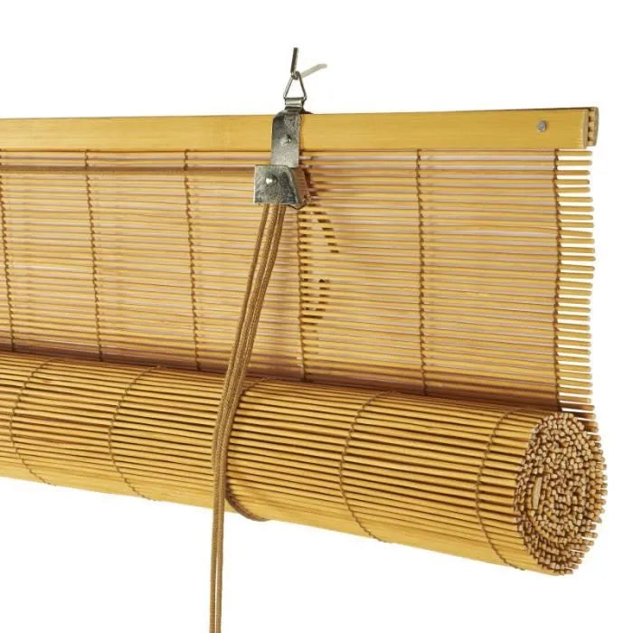 Store enrouleur en bambou naturel, store en bois pour l'intérieur I Miel, 150x175