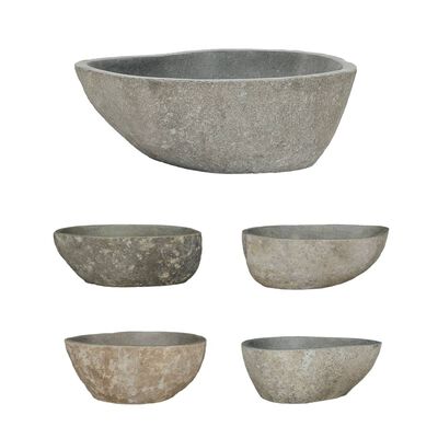 vidaXL Lavabo en pierre de rivière Ovale (37-46)x(29-36) cm