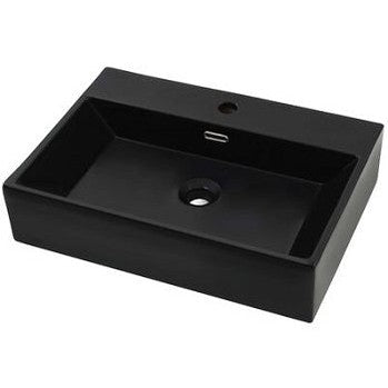 vidaXL Vasque avec trou de robinet en céramique Noir 60,5x42,5x14,5 cm