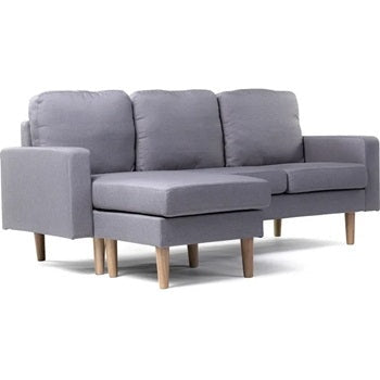Canapé d'angle réversible en tissu "Gabby" -  3 places - Gris Clair (2) - Longueur 195cm