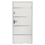 Porte d'entrée en acier pleine et inox H207 x L100 cm blanc - poussant gauche-