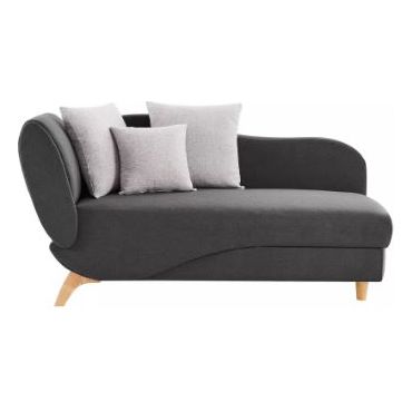 Méridienne droite convertible en tissu anthracite avec coffre de rangement PENELOPE