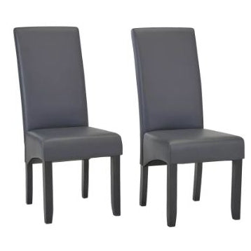 Lot de 2 chaises ROVIGO - Simili gris mat - Pieds bois noir