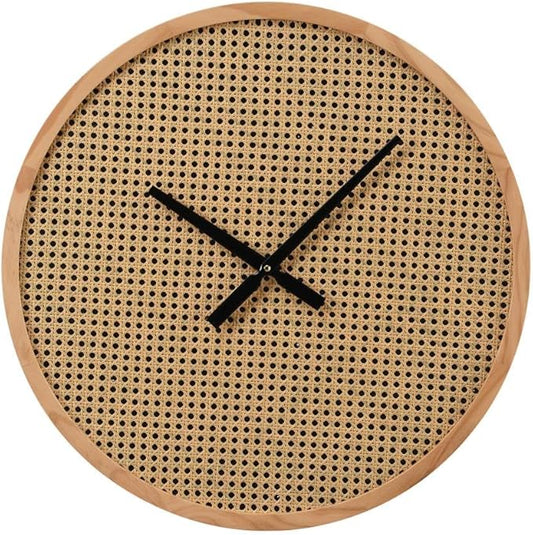 Horloge murale en cannage - D. 60 cm - MDF et bois - Naturel - FIETRA