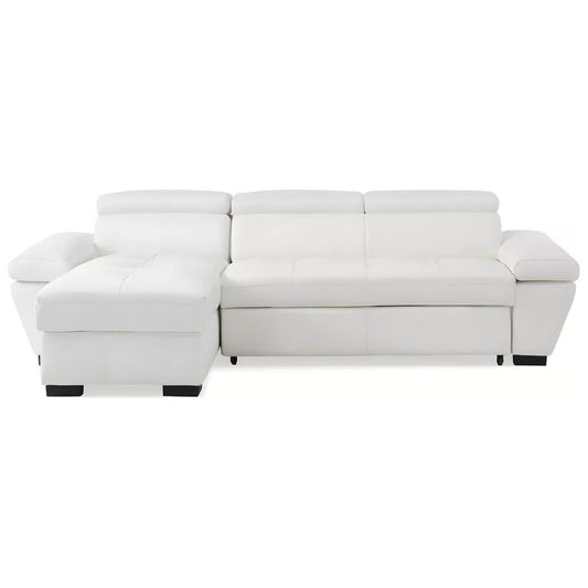 Canapé d'angle convertible en cuir JONOVA - Blanc - Angle gauche