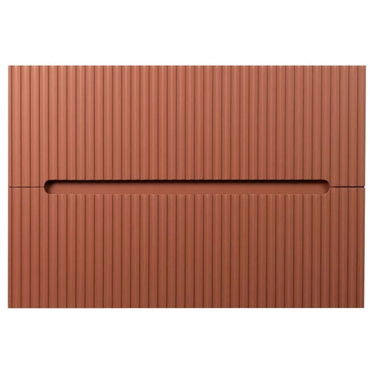 Meuble sous vasque suspendu strié terracotta - 80 cm - PAVANI