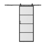 Porte coulissante en applique H205cm x L83cm - Verre trempé transparent et aluminium SINCA