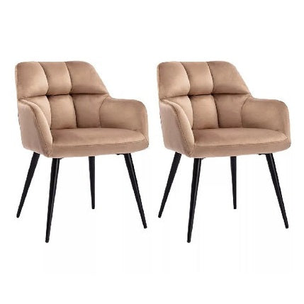 Lot de 2 chaises  avec accoudoirs - Velours et métal - Beige - PEGA de Pascal MORABITO