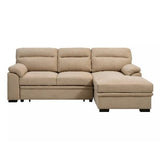 Canapé d'angle droit convertible en tissu beige ULENIO