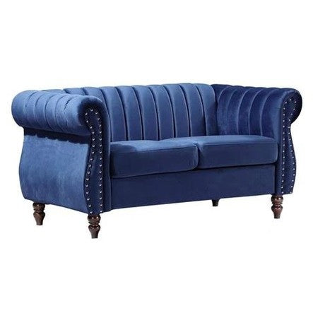 Canapé chesterfield 2 places en velours bleu roi TRUMBO