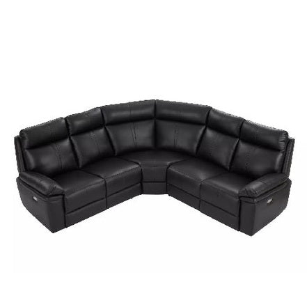 Canapé d'angle relax électrique en cuir noir MESOLA