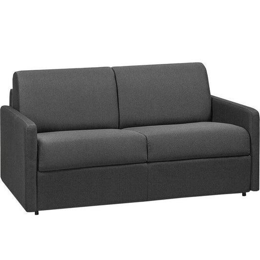 Canapé 2 places convertible express en tissu gris - Couchage 120 cm - Matelas 14 cm CALIFE