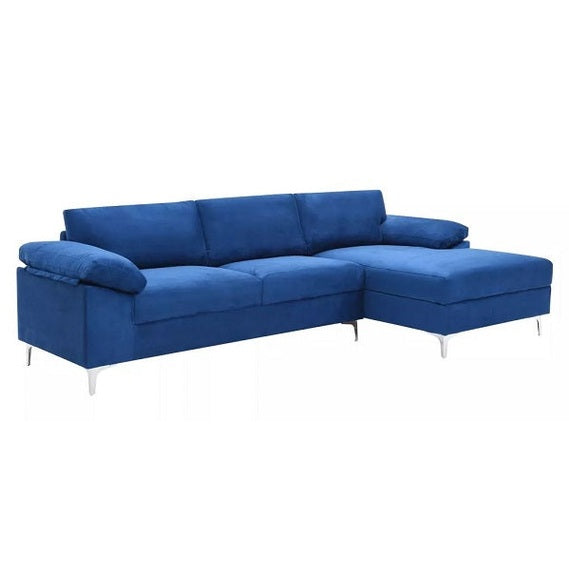 Canapé d'angle gauche en velours bleu roi FIDOGA