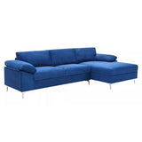 Canapé d'angle gauche en velours bleu roi FIDOGA