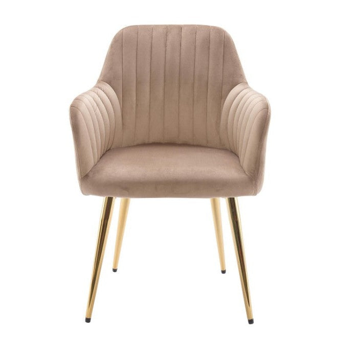 Lot de 2 chaises avec accoudoirs en velours et métal doré - Beige - ZAOVA de Pascal MORABITO