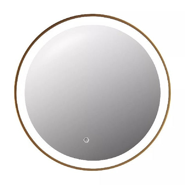 Miroir de salle de bain lumineux rond doré avec Leds  - D. 60 cm - NUMEA