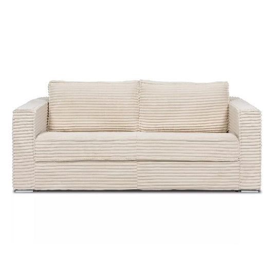 NEUF - Canapé 4 places convertible express en velours côtelé beige - Couchage 160 cm - Matelas 22 cm LORETO