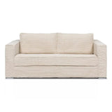 NEUF - Canapé 4 places convertible express en velours côtelé beige - Couchage 160 cm - Matelas 22 cm LORETO