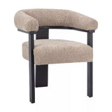 Chaise avec accoudoirs en tissu bouclette et bois d'hévéa - Taupe et noir - LIVELIA de Pascal MORABITO