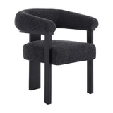 Chaise avec accoudoirs en tissu bouclette et bois d'hévéa - Noir - LIVELIA de Pascal MORABITO