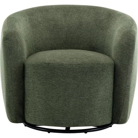 Fauteuil pivotant en tissu texturé vert olive VEREIDE