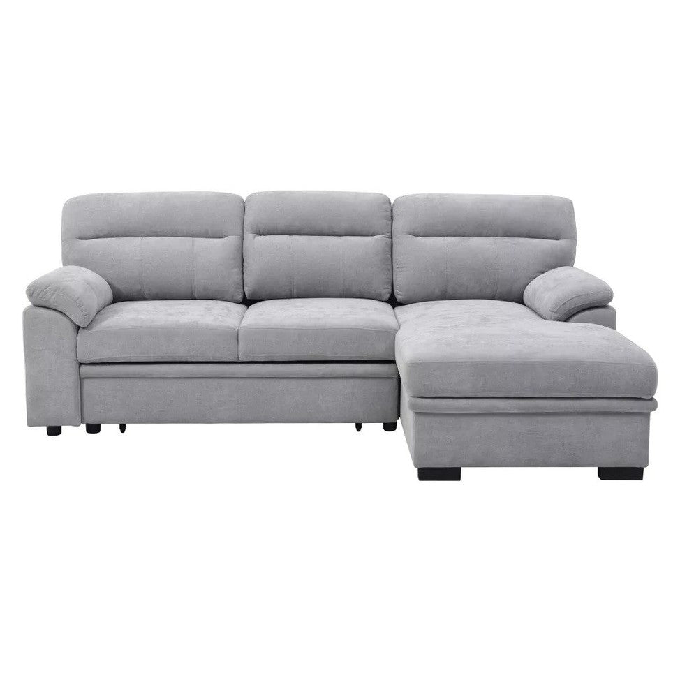 Canapé d'angle gauche convertible en tissu beige ULENIO