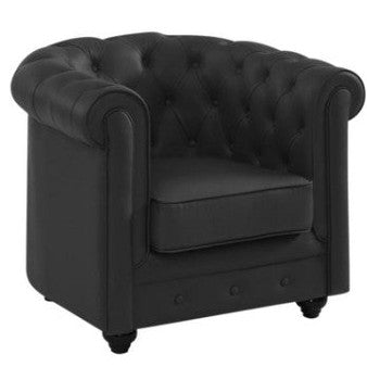NEUF - Fauteuil en cuir de buffle noir CHESTERFIELD