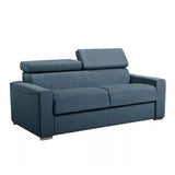 Canapé 3 places convertible express en tissu bleu - couchage lattes larges 140 cm - Matelas 22 cm avec mémoire de forme VIZIR
