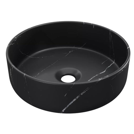 Vasque à poser ronde noire effet marbre en céramique - 36 cm - VIAMARBA