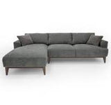 Incomplet (1 colis sur 2) Canapé d'angle gauche en tissu gris JOSEFA